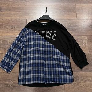 Korean style checker shirt size M